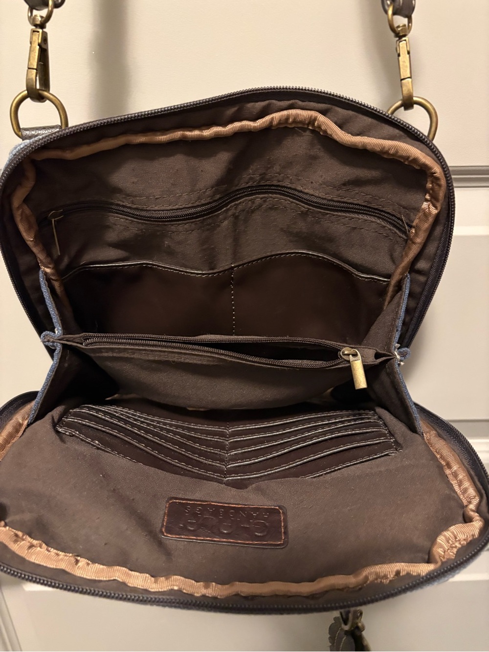 Chala Denim Blue Crossbody Bag with Brass Accents - Picture 5 of 8